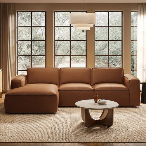 Brown real leather - brown, hand