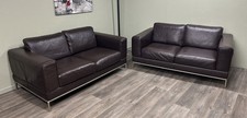 Dark brown real leather sofas