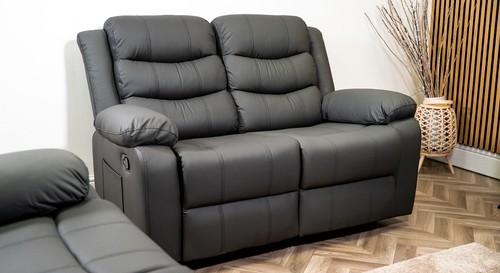 Grey leather recliner - leather, 2
